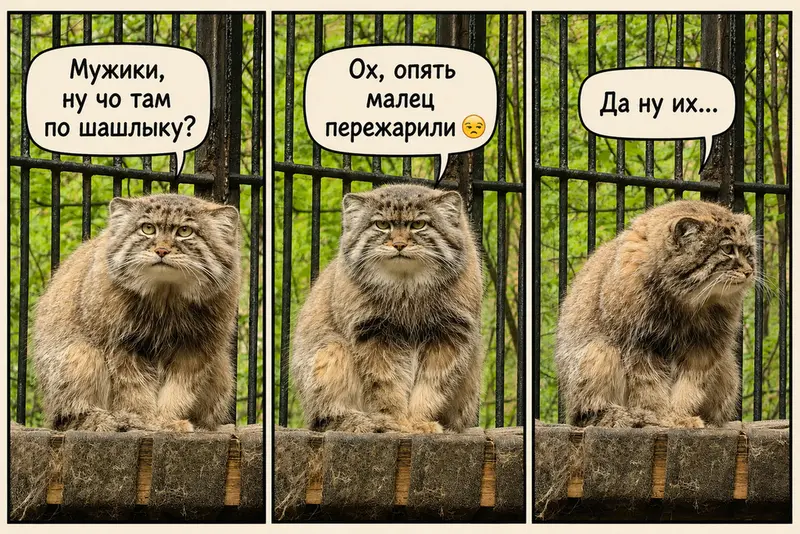Pallas's cats at work. Quality control at a catering establishment